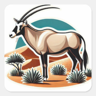 Elegante witte Arabische Oryx Vierkante Sticker