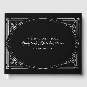 Elegante witte Art Deco lijst aangepaste tekst Gastenboek