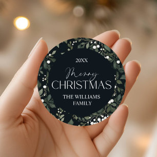 Elegante witte bessen botanische gepersonaliseerde ronde sticker