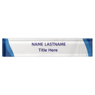 Elegante witte & blauwe aangepaste naam Bureaublad Naambordje