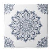 Elegante witte blauwe mandala tegeltje (Voorkant)