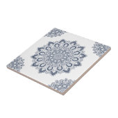 Elegante witte blauwe mandala tegeltje (Zijkant)
