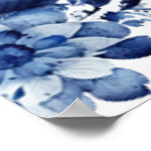 Elegante Witte & Blauwe Tulpen in Vaas Bruiloft Poster (Hoek)