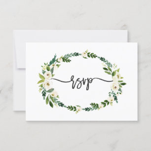 Elegante witte bloeiende bloemenhandschrift RSVP