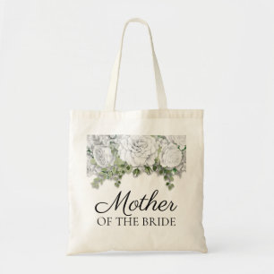 Elegante witte bloem bruid-moeder trouwjurk tote bag