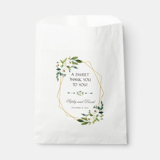 Elegante witte bloem gouden lijst HARTELIJK DANK Bedankzakje (Voorkant)
