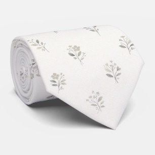 Elegante witte bloem sage groene botanische stropdas