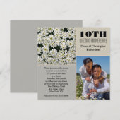 Elegante witte bloemen 10 jarig jubileum foto uitn kaart (Voorkant / Achterkant)