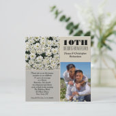 Elegante witte bloemen 10 jarig jubileum foto uitn kaart (Staand voorkant)