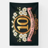 Elegante Witte Bloemen 10e Huwelijksjubileum Spandoek (Verticaal)