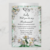 Elegante witte bloemen bruidsmeisjeskaart kaart (Voorkant / Achterkant)