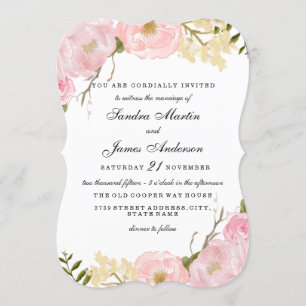 Elegante Witte Bloemen bruiloft Uitnodigen Kaart