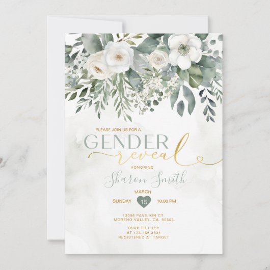 Elegante witte bloemen en eucalyptus Geslacht onth Kaart (Voorkant)