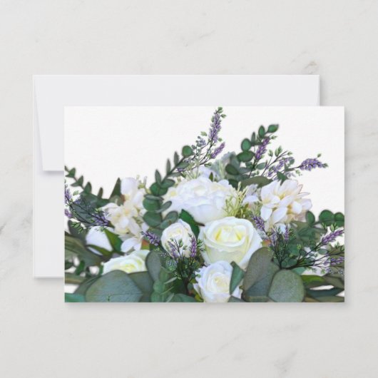 Elegante witte bloemen eucalyptus lavendel RSVP (Achterkant)