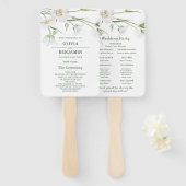 Elegante witte bloemen | Huwelijksfanprogramma Handwaaier (Voorkant en achterkant)