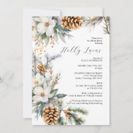 Elegante witte bloemen kerst Vrijgezellenfeest Kaart