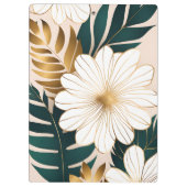 Elegante witte bloemen met groen en goud gebladert klembord (Achterkant)