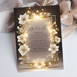 Elegante witte bloemen met lampjes Details Informatiekaartje