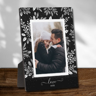 Elegante witte bloemen op zwart fotolijstje met ez fotoplaat
