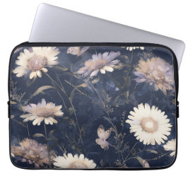 Elegante Witte Bloemen & Vlinder Waterverf | iPad Laptop Sleeve