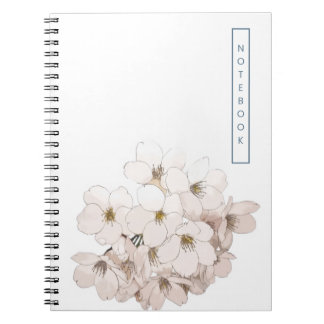 Elegante witte bloemenaquarel notitieboek
