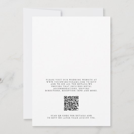 Elegante witte bloemenbruiloft met QR-code Kaart (Achterkant)