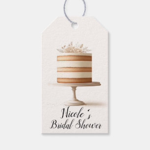 Elegante witte bloemencake Bruidsdouche Cadeaulabel