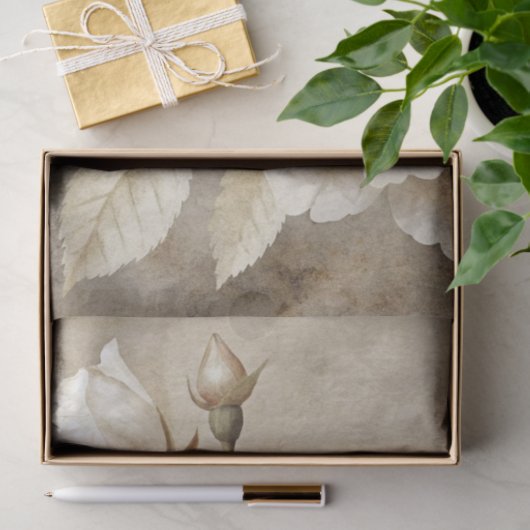 Elegante witte bloemengrunge decoupage tissuepapier (Geschenk)