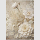 Elegante witte bloemengrunge decoupage tissuepapier (Voorkant)
