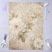 Elegante witte bloemengrunge decoupage