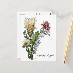 Elegante Witte Bloemenkameleon Kunst Denk Aan Jou Briefkaart