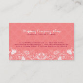 Elegante witte bloemenkant over koraaldamast visitekaartje (Achterkant)