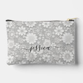 Elegante witte bloemenkant patroon scriptnaam etui (Achterkant)