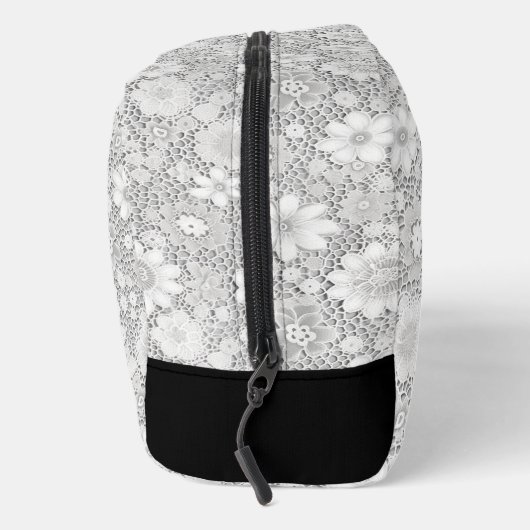 Elegante witte bloemenkant patroon scriptnaam toilettasje (Rechts)