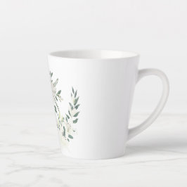 Elegante witte bloemenkrans cup ontwerp latte mok