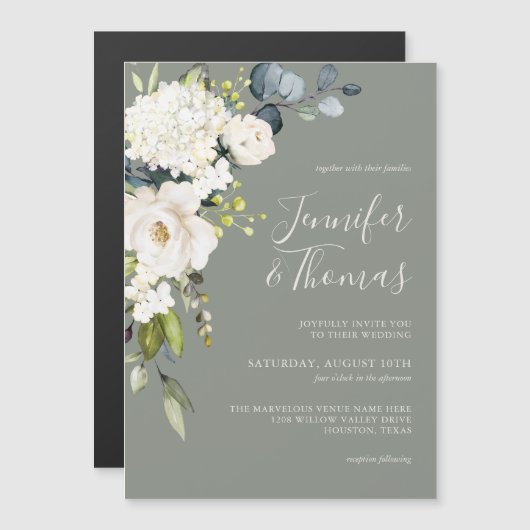 Elegante witte bloemensalie groene bruiloft (Voorkant / Achterkant)