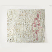 Elegante witte bloemenscript bruiloftsshower achte wandkleed (Voorkant (horizontaal))