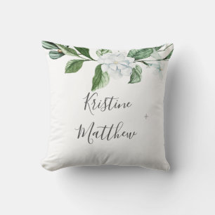 Elegante witte bloemige salie groenblijvende krans kussen