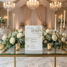 Elegante witte bloemige trouw-RSVP kaart