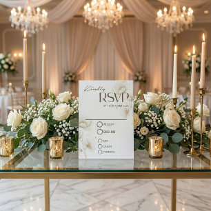 Elegante witte bloemige trouw-RSVP kaart