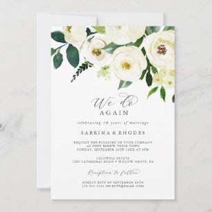 Elegante Witte Bloemige We Do Again Huwelijksbelof Kaart
