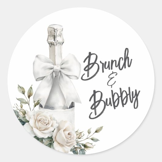 Elegante witte bloemstuk brunch en bubbels sticker (Voorkant)
