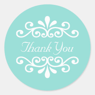 Elegante witte bloemvector op turquoise Bedankt Ronde Sticker