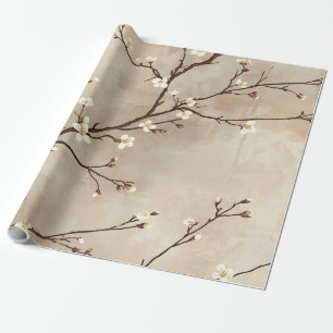 Elegante Witte Bloesem Minimalistische Tak Cadeaupapier
