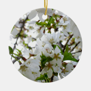 Elegante witte bloesem witte bloeiende boom keramisch ornament