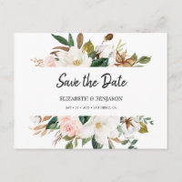 Elegante witte blozende magnolia bloemige save the