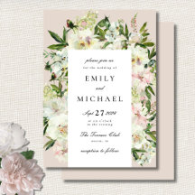 Elegante witte blush pioen tuin bruiloft