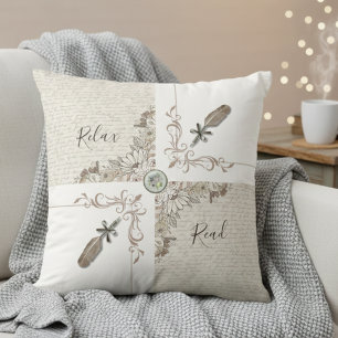 Elegante Witte Boekachtige Veer Huisdecoratie Leze Kussen