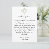 Elegante witte boog binden van de knoop bruiloft bedankkaart (Staand voorkant)