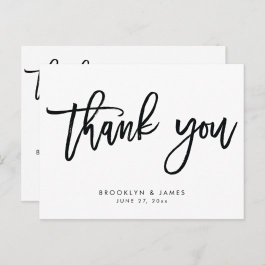 Elegante witte bruiloft Bedankt Script Briefkaarte Briefkaart (Voorkant / Achterkant)